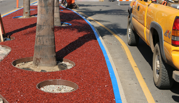 Rubberway Porous Rubber Pavement Median in Los Angeles